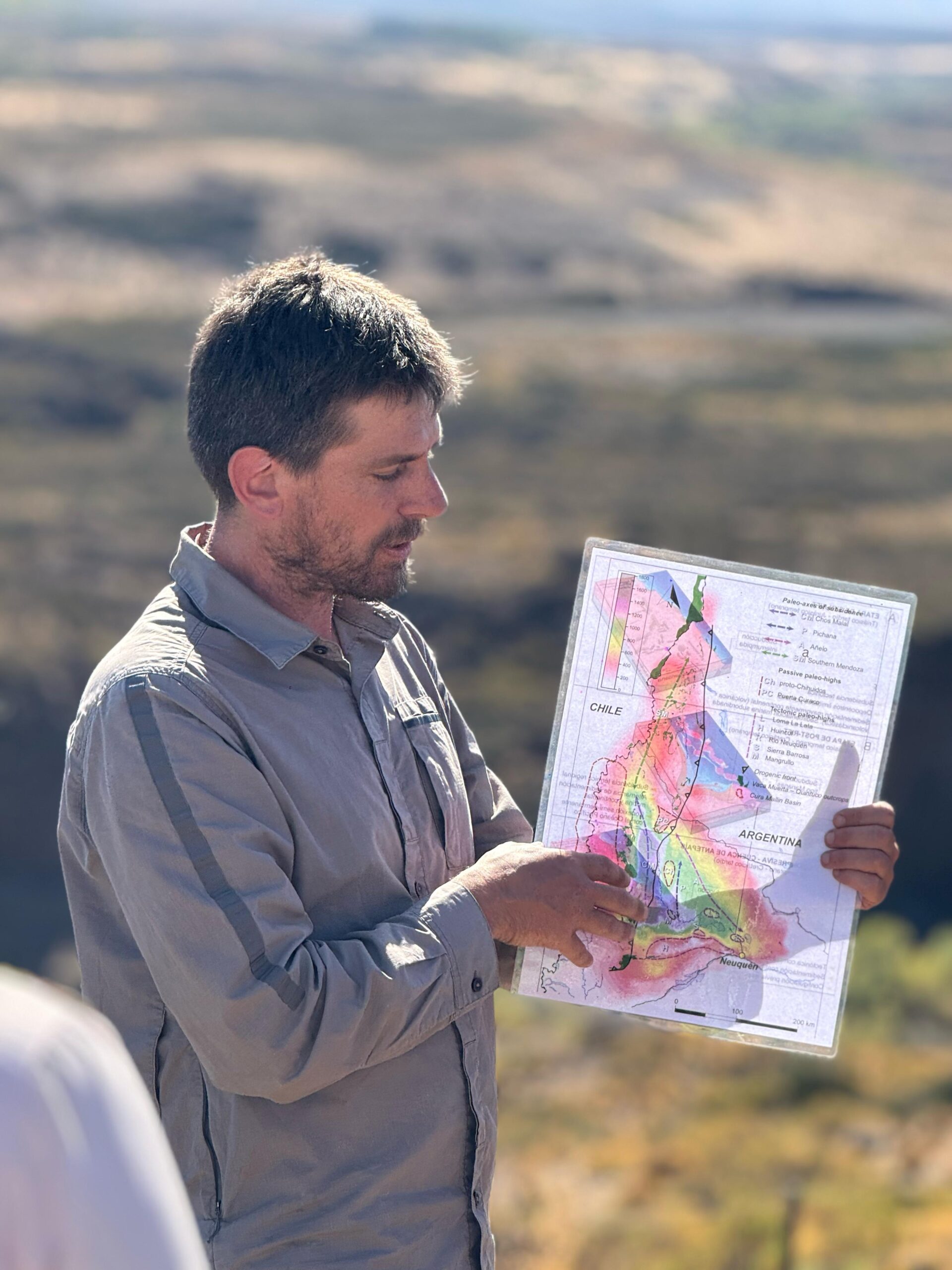 Vista del terreno con las paradas del field trip — perspectiva desde elevación